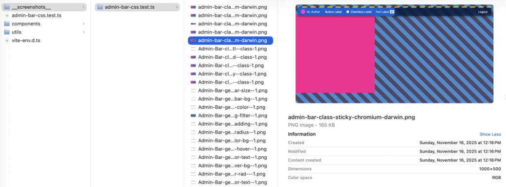 Screenshot test name sticky