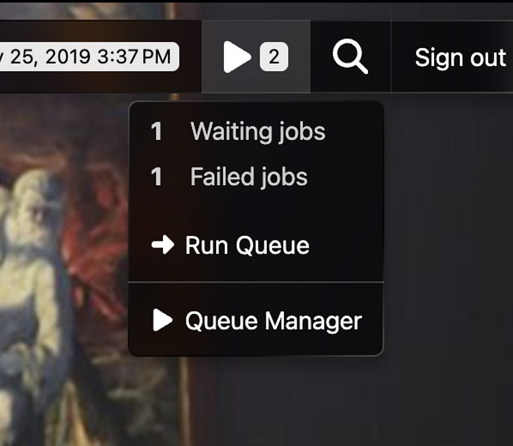 Admin bar widget queue