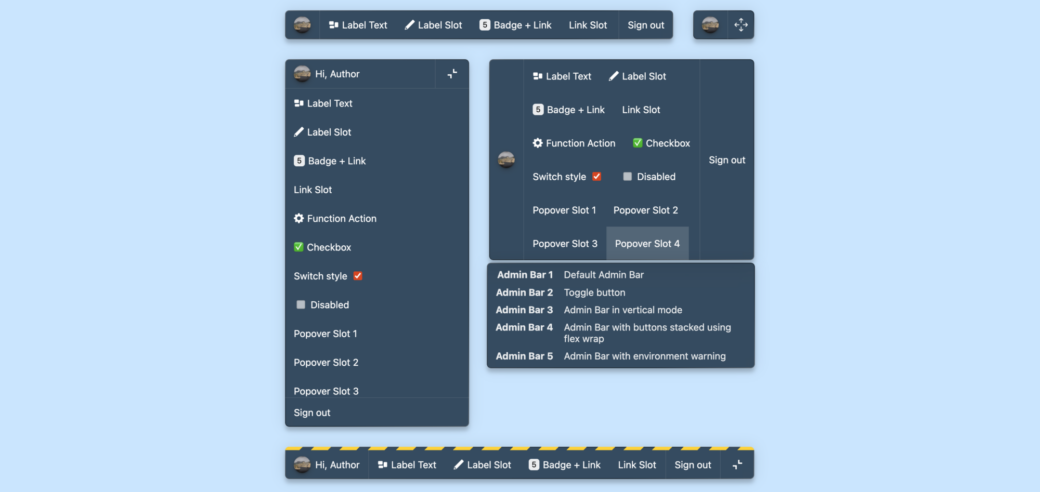 Admin bar square wide