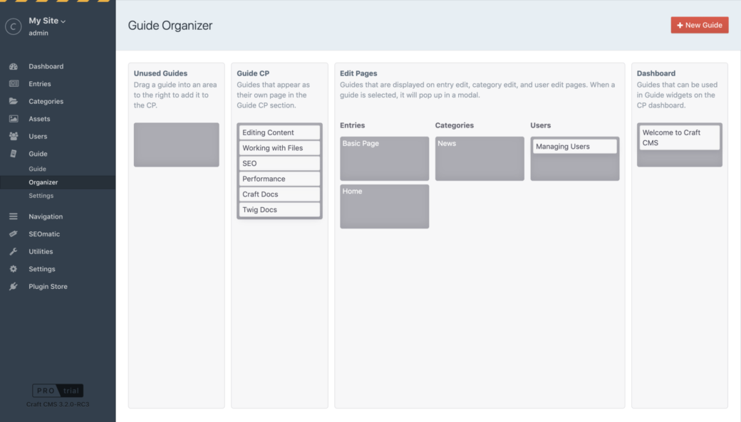 Guide organizer