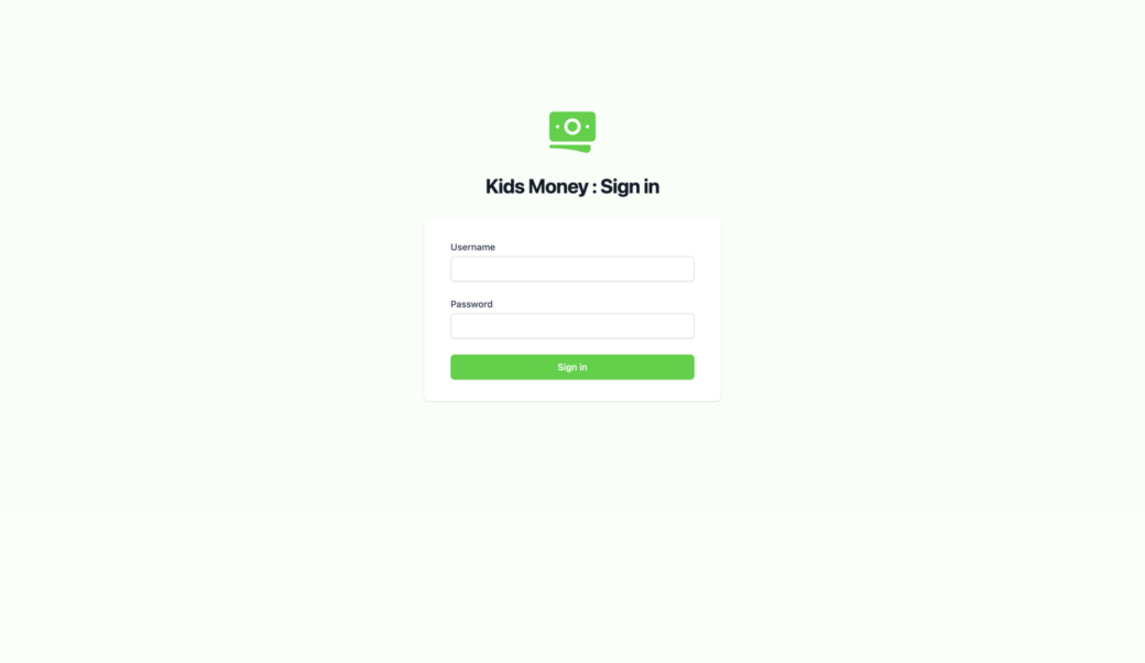 Kids money login