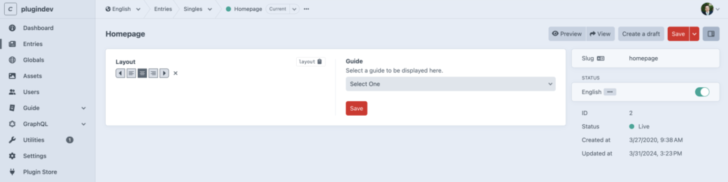 Entry field layout no guide