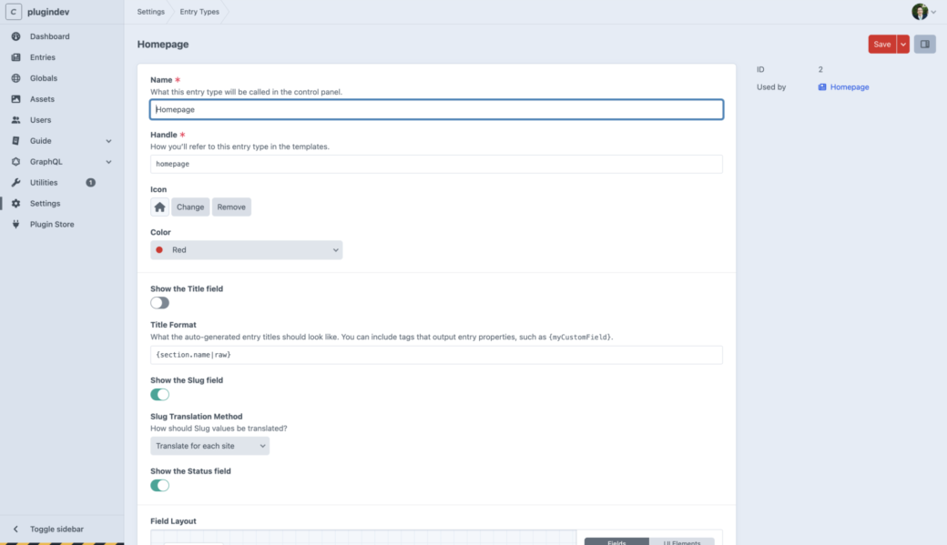 Set up entry type