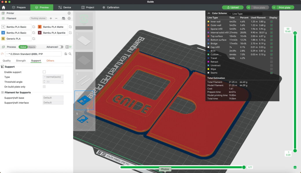 Guide covers in slicer