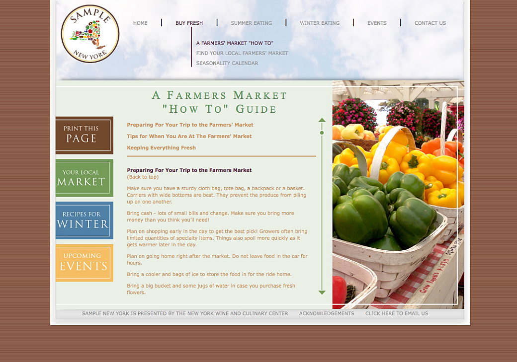 Sample NY Farm Market How
